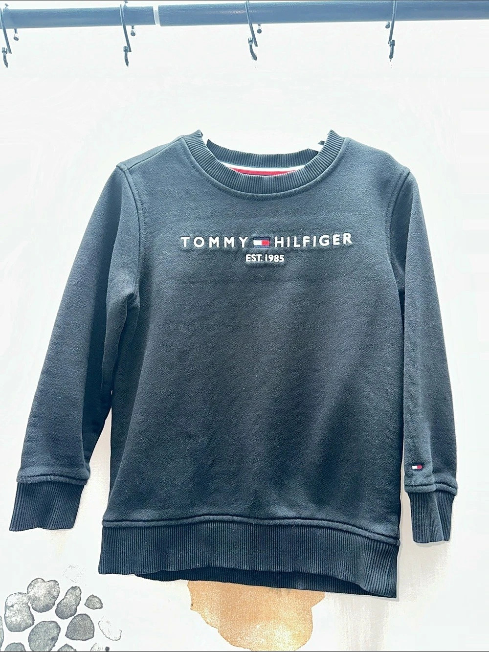 Tommy Hilfiger Kids Flag Logo Crewneck Sweatshirt Boys XS Black